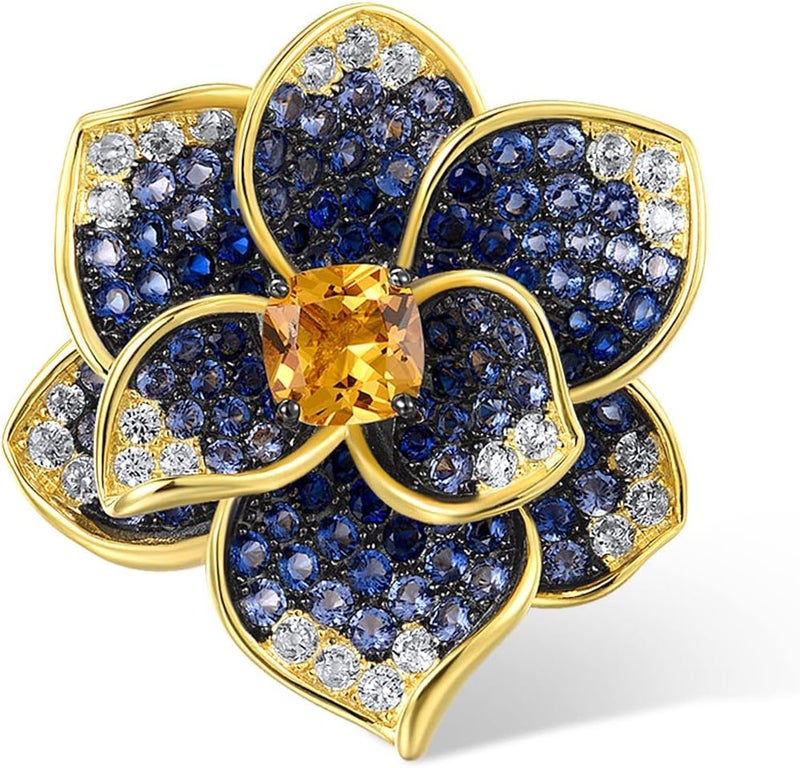 Santuzza Sterling Silver Gemstone Flower Pendant for Women - Image 1